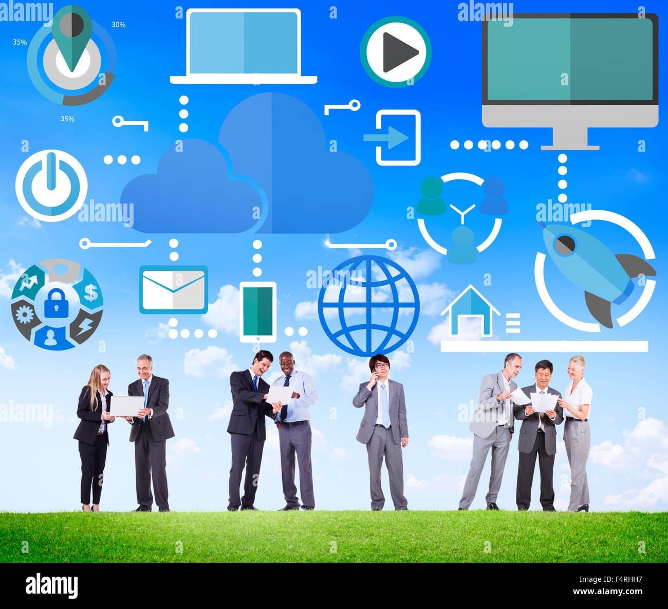 Big Data Sharing Online Global Communication Discussion Concept Stock Photo