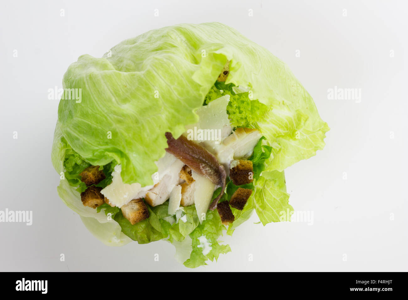 Caesar salad served in a cup made from iceberg lettuce Stock Photo Alamy