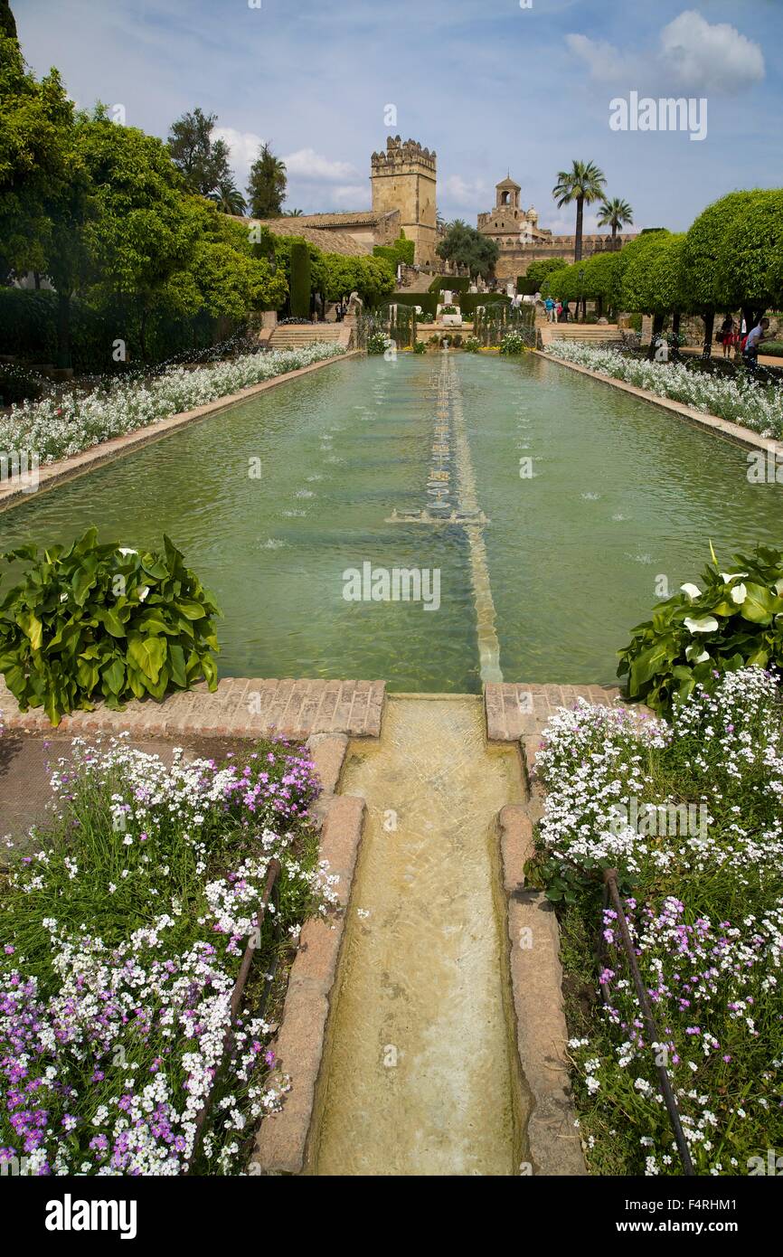Gardens in Alcazar, Cordoba, Andalucia, Spain, Europe Stock Photo