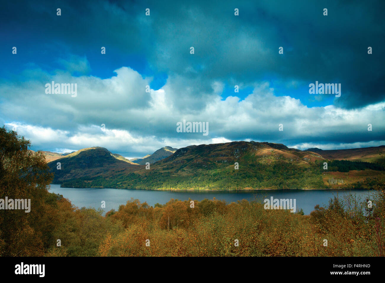 Loch Katrine from the Aqueduct Path near Stronachlachar, Loch Lomond and the Trossachs National Park, Stirlingshire Stock Photo