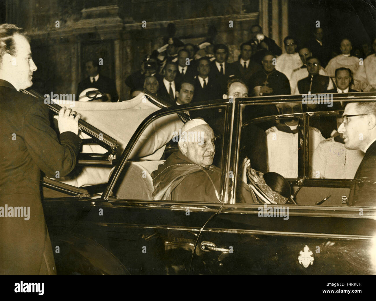 Pope John XXIII on his car, Vatucan City Stock Photo