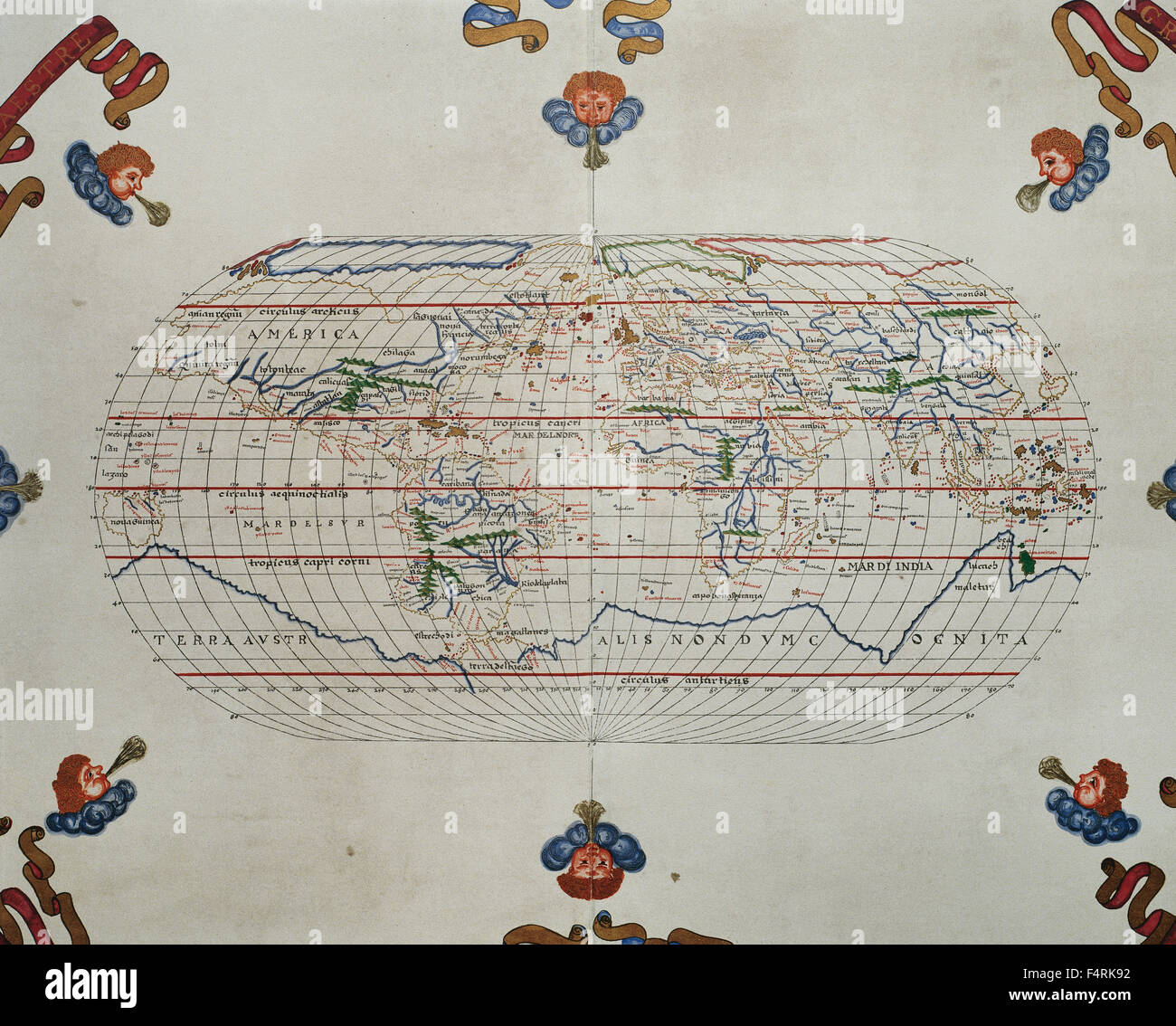 Portolan atlas of the world by Joan Martines (1556-1590). Messina, 1587. National Library. Madrid. Spain. Stock Photo