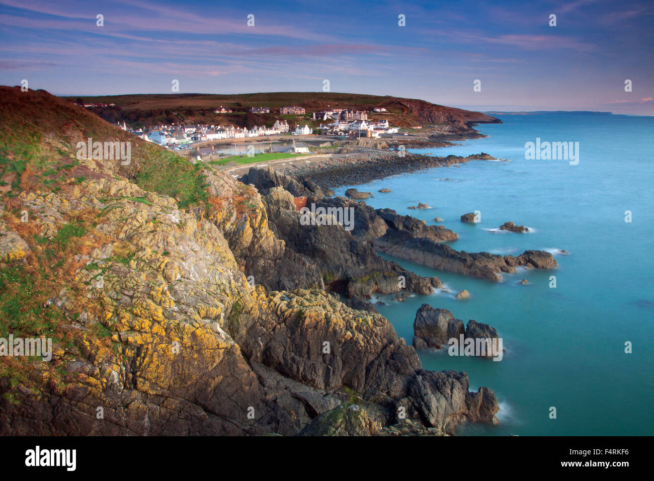 Portpatrick and Portpatrick Harbour from the Southern Upland Way, Portpatrick, Dumfries and Galloway Stock Photo
