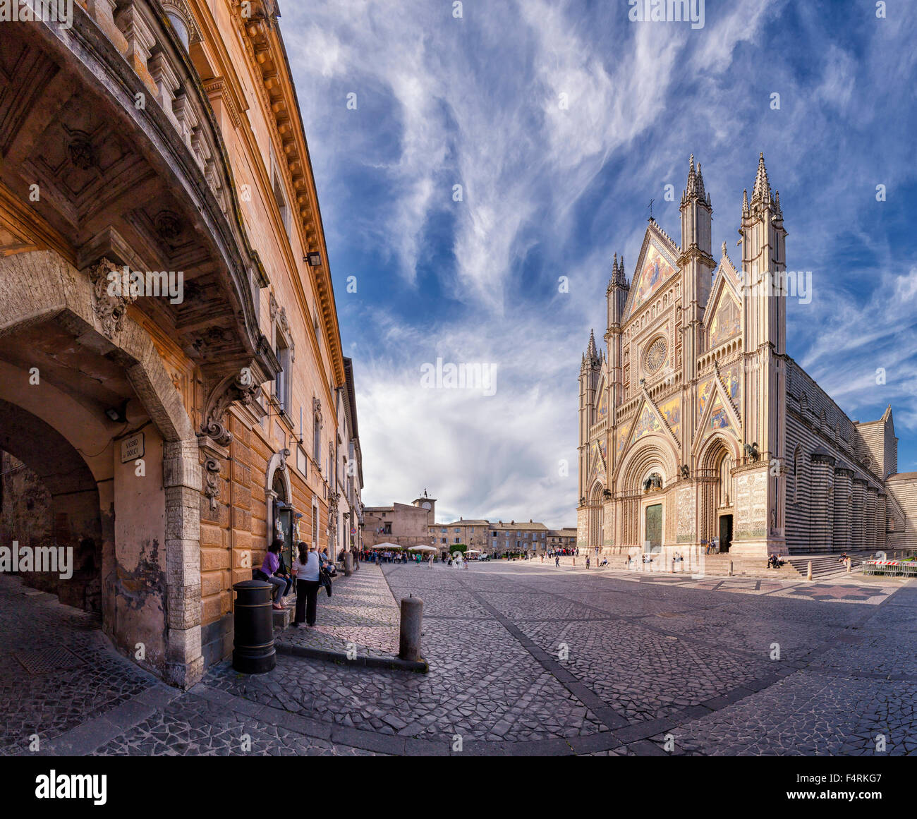 Italy, Europe, Umbria, Orvieto, church, monastery, spring, people, Piazza del Duomo Stock Photo