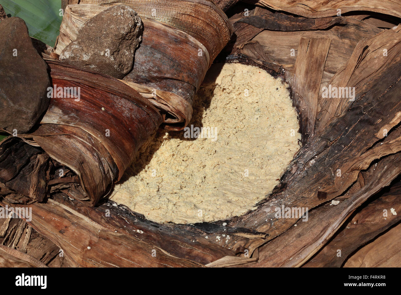 the people of Dorze tribe, milled false banana is fermented and processed into flatbread Stock Photo
