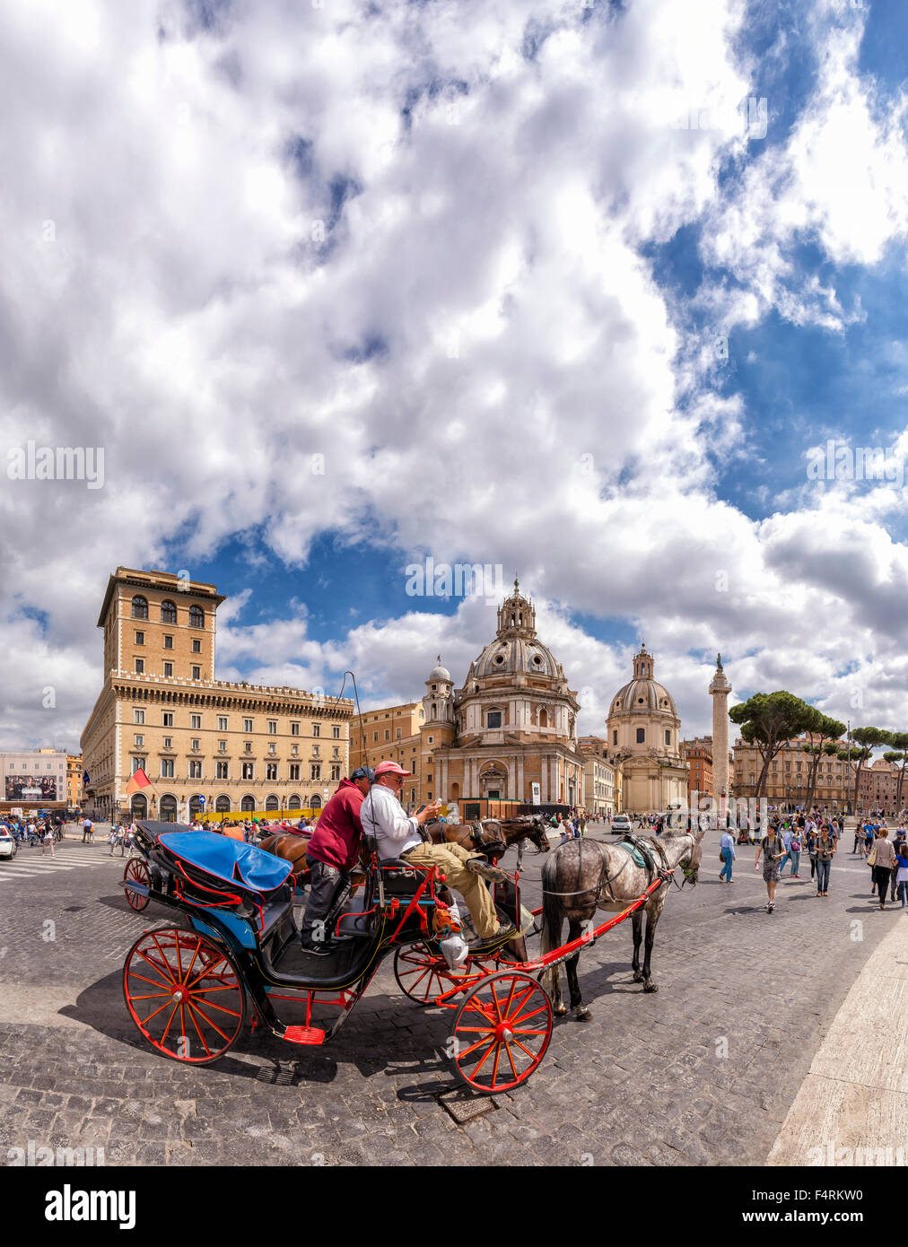 Italy, Europe, Lazio, Rome, Roma, city, village, spring, people, Horse, carriage, Piazza della Madonna di Loretto Stock Photo