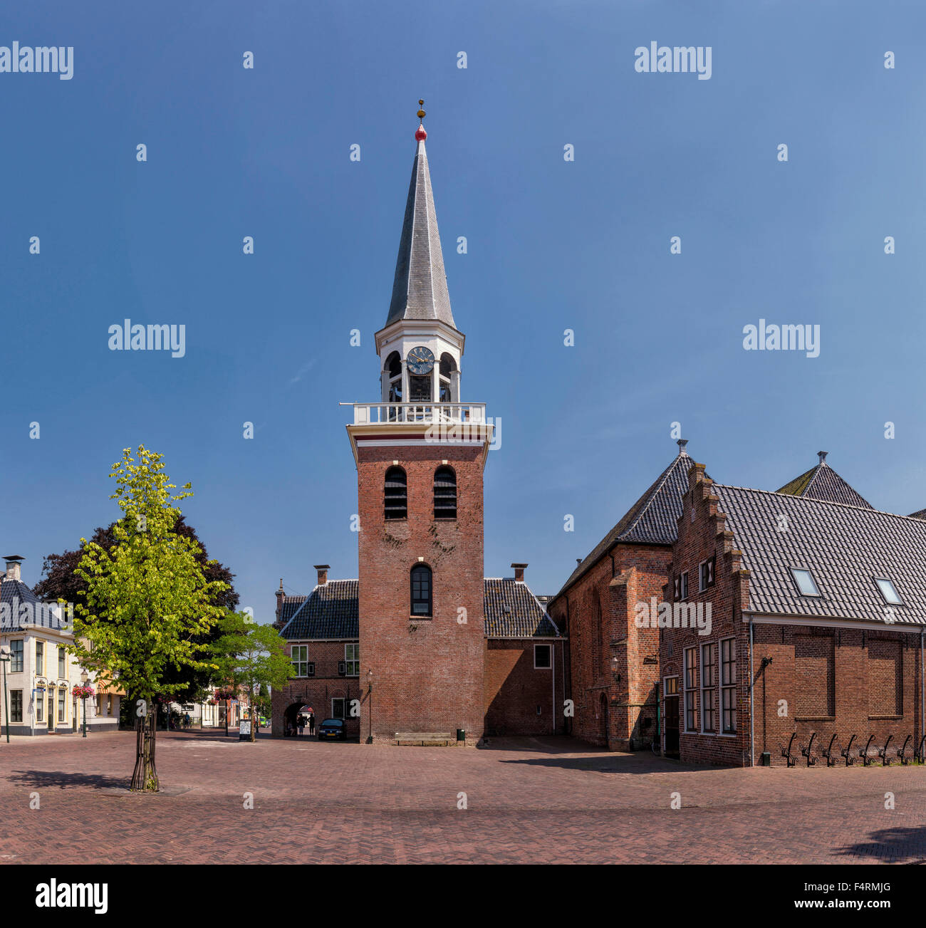 Netherlands, Europe, Holland, Appingedam, Groningen, city, village, summer, Church square Stock Photo