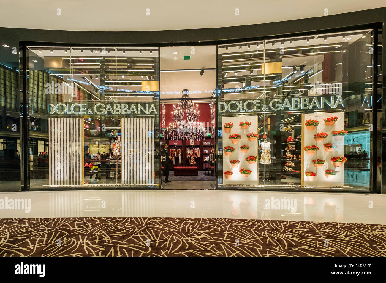 view of Dolce and Gabbana fashion boutique inside Dubai Mall in United ...