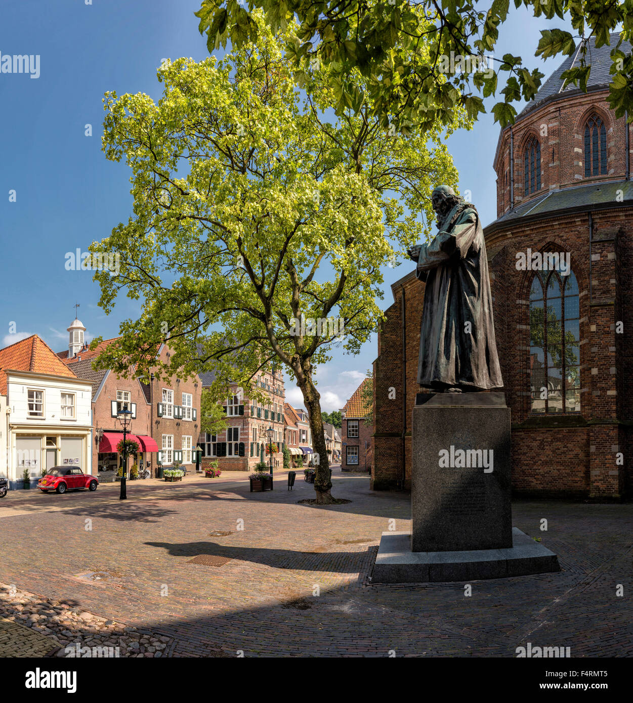 Netherlands, Europe, Holland, Naarden, Noord-Holland, city, village, forest, wood, trees, summer, Statue, Comenius, Stock Photo