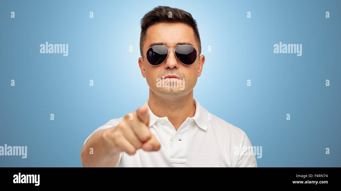 man in sunglasses pointing finger on you Stock Photo - Alamy