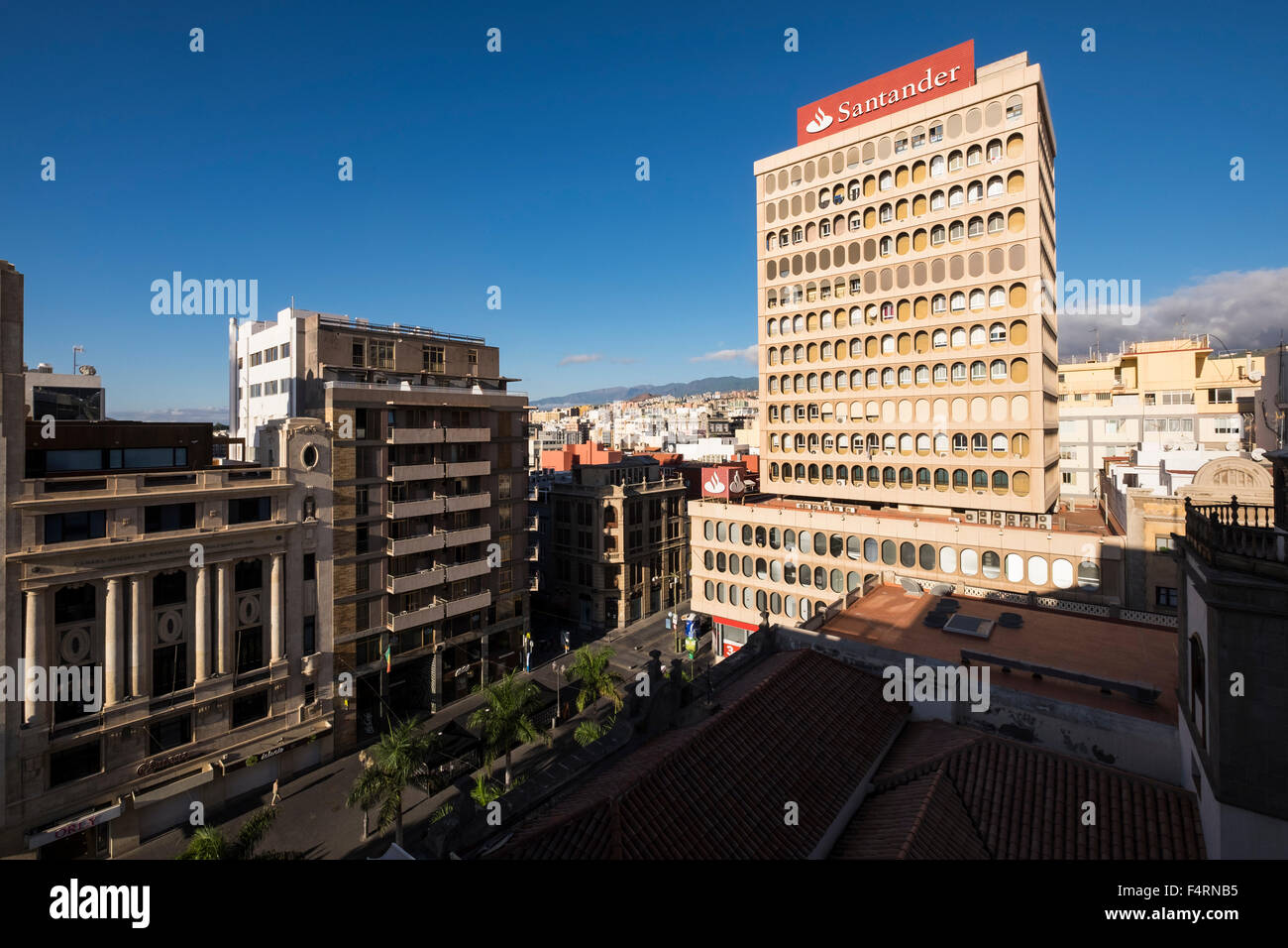 Banco Santander head office in Plaza de Candelaria, santa Cruz, tenerife,  Canary Islands, Spain. Stock Photo