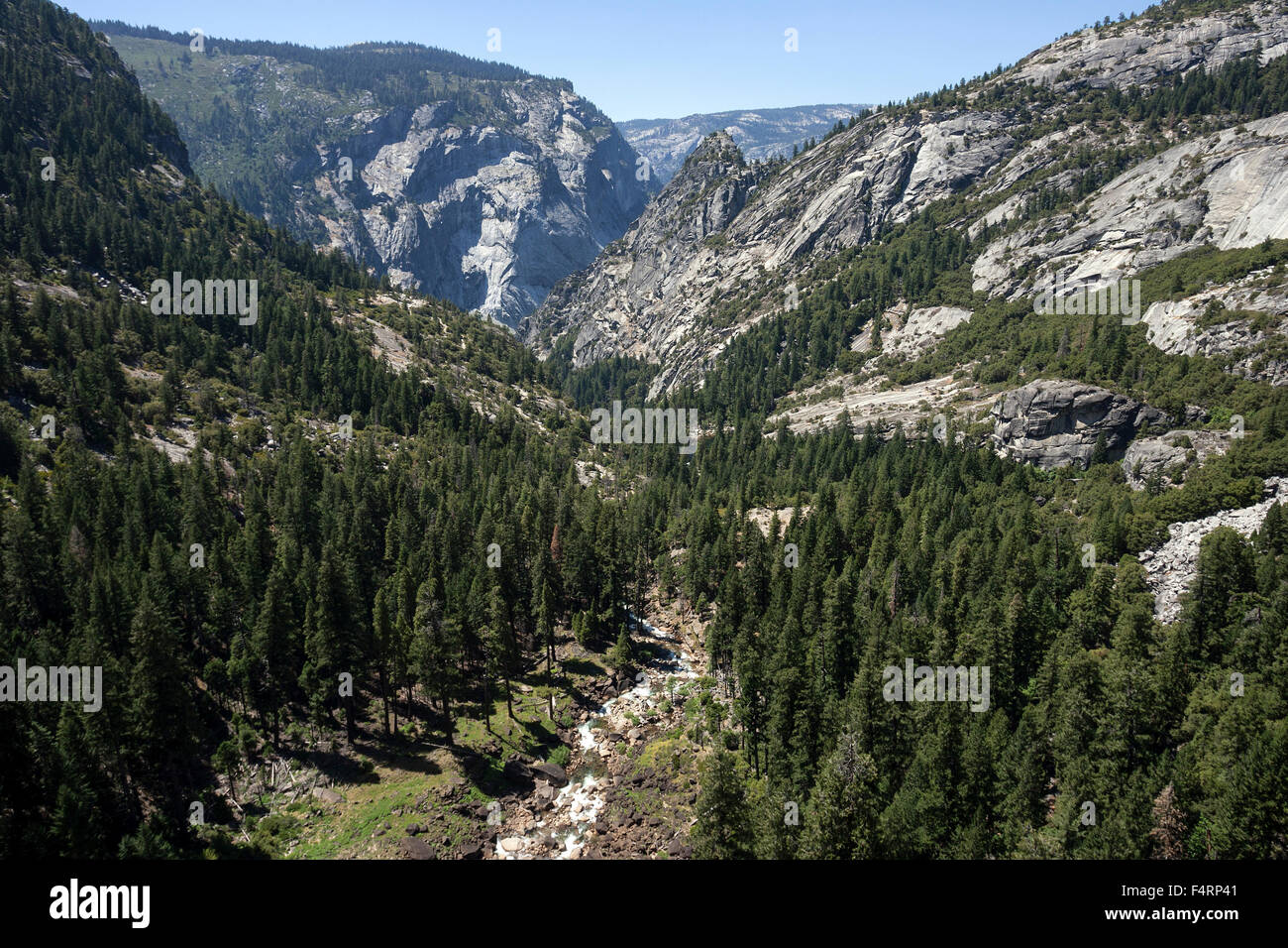 View from the Nevada Fall to the Merced River, Yosemite National Park, USA Stock Photo