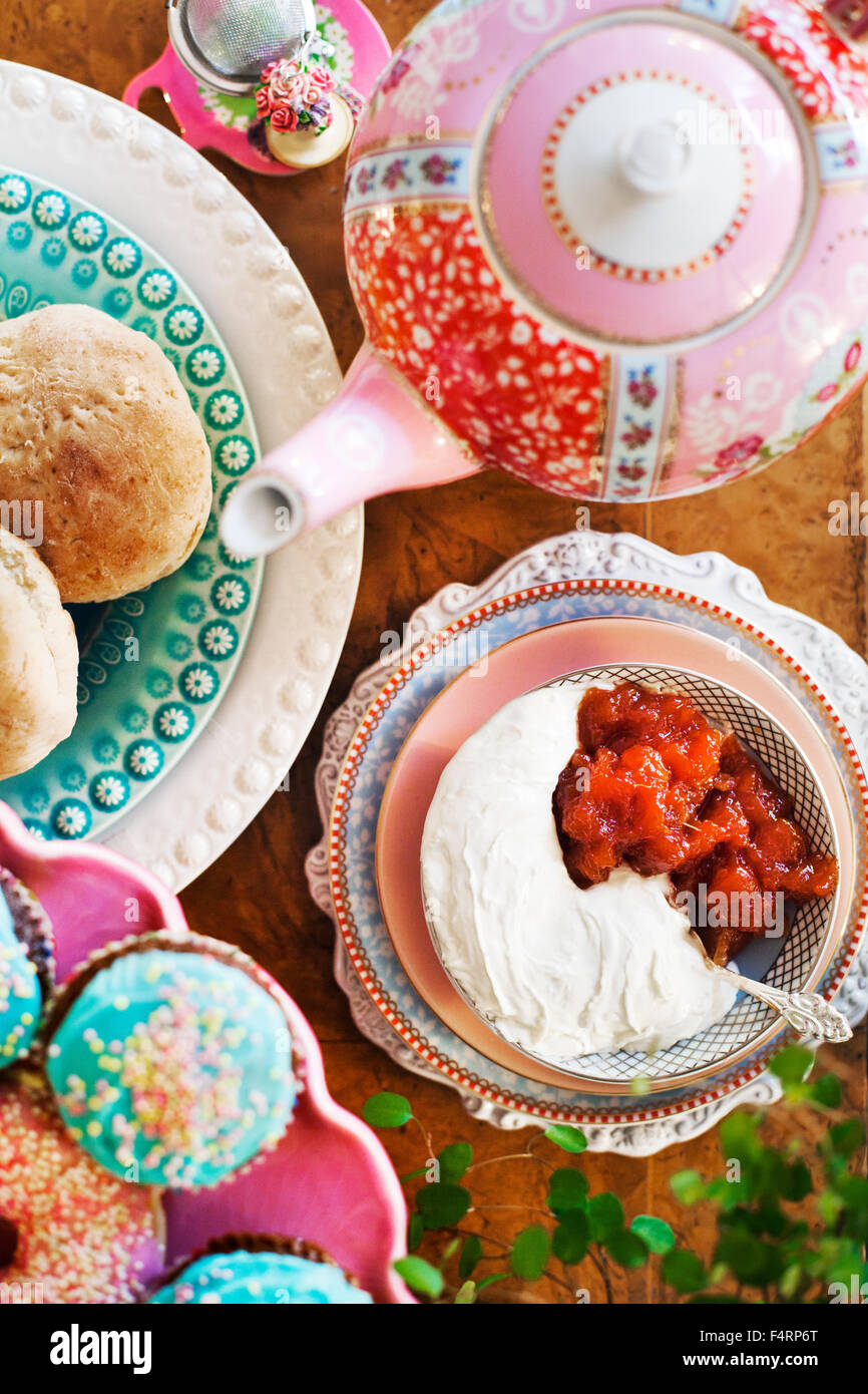 Close up of tea time table Stock Photo