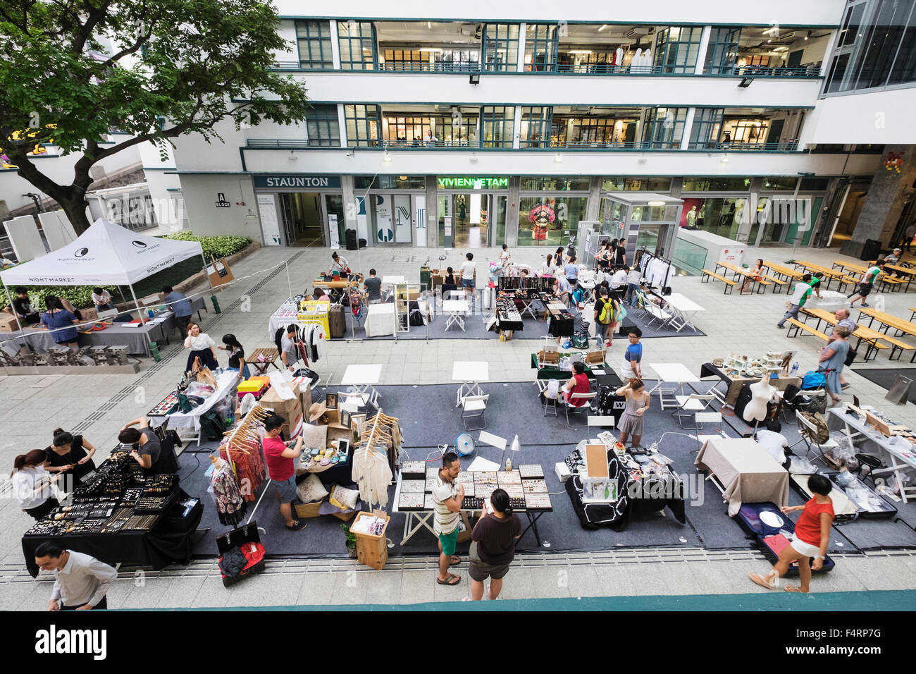 The Aberdeen Courtyard and Market place at PMQ in Staunton Street is a new creative centre for pop up shops and hub for creative Stock Photo