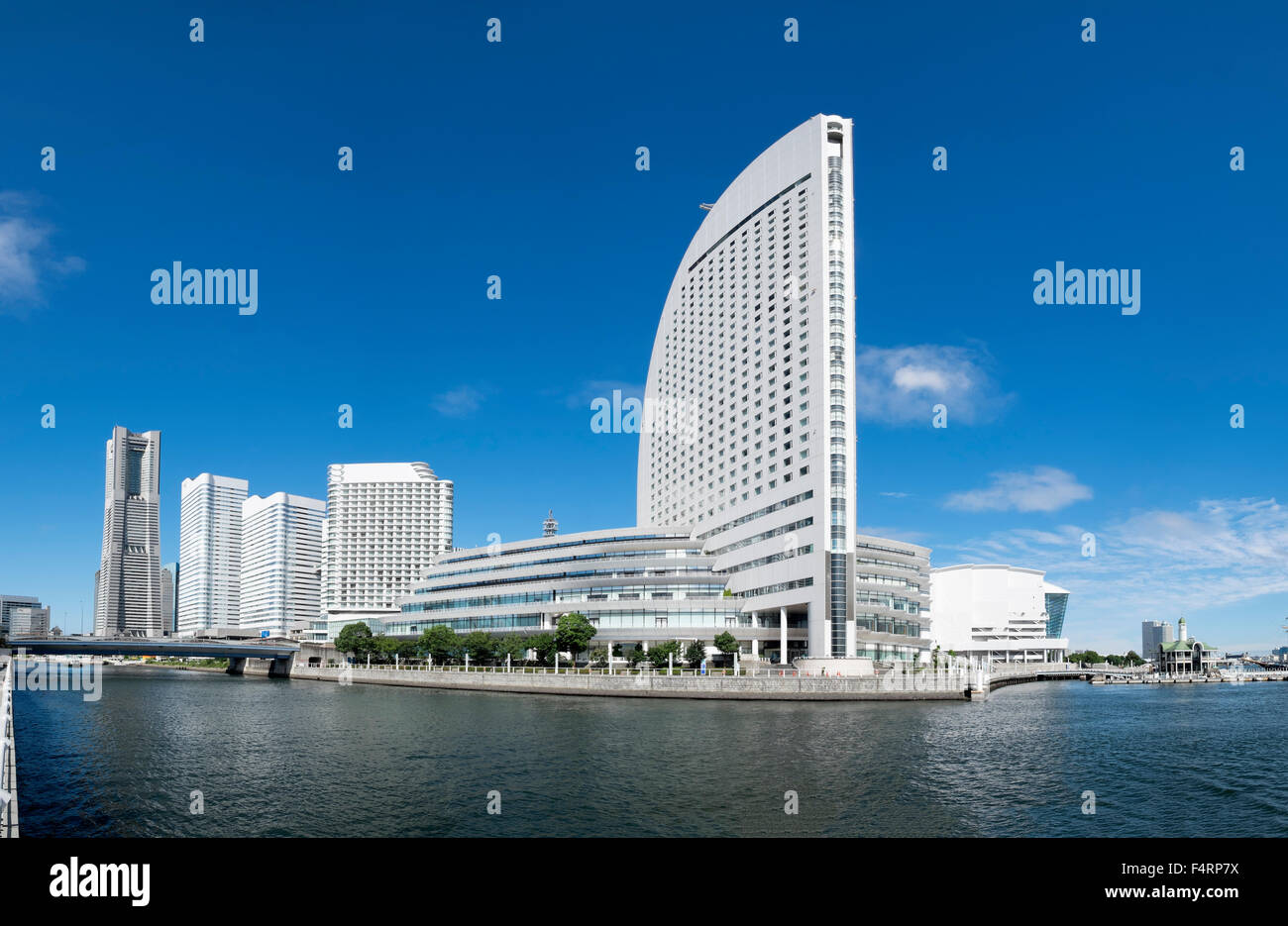 View of Intercontinental Hotel and skyline of Minato Mirai in Yokohama Japan Stock Photo