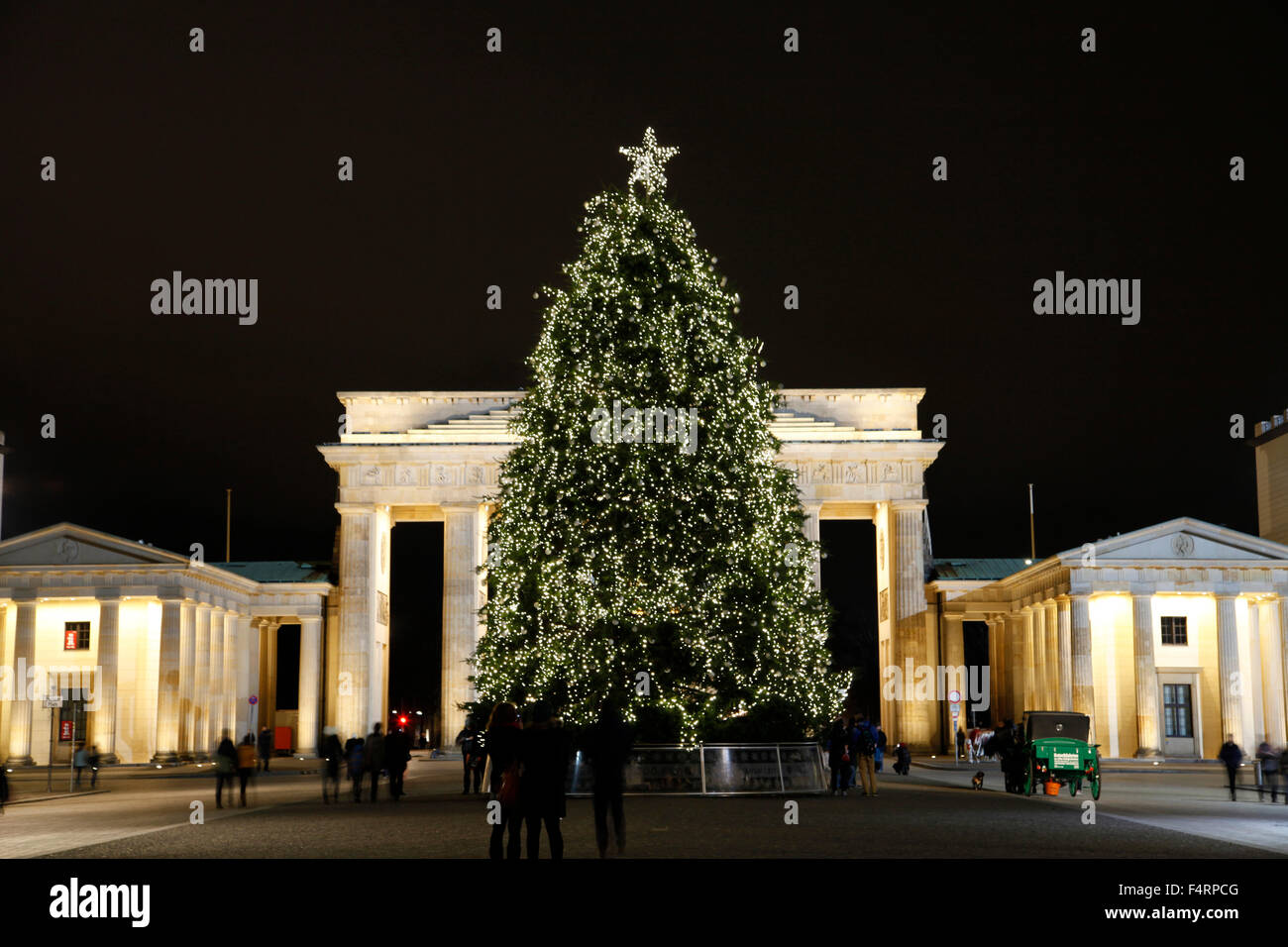 christmas tree at brandenburger gate in berlin Stock Photo