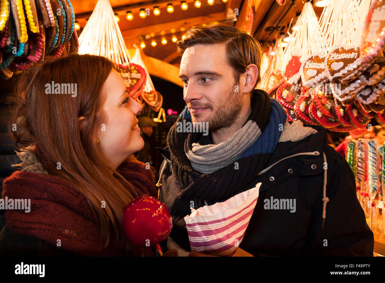 couple on christmas market Stock Photo