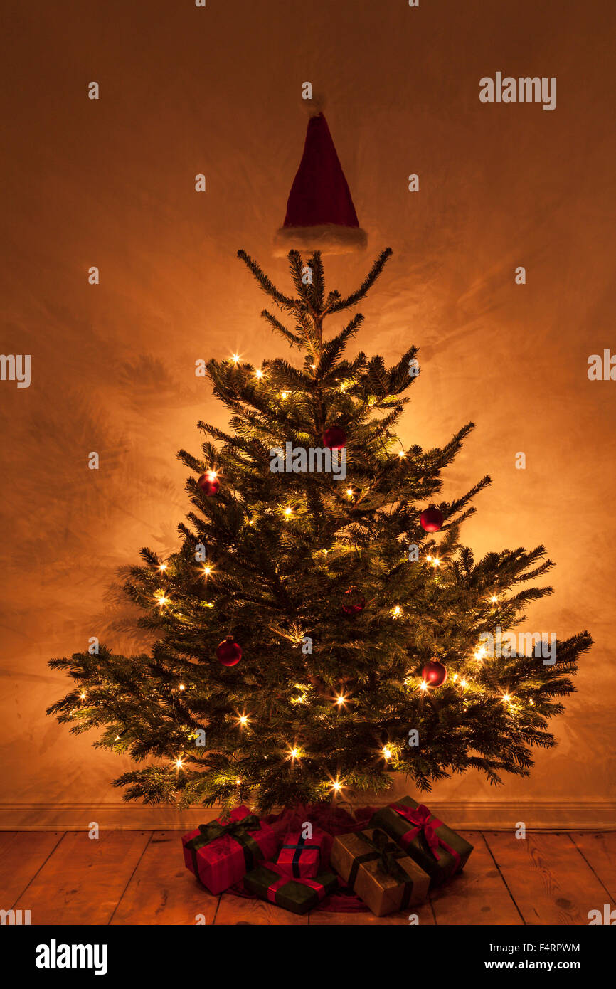 christmas tree with cap on top Stock Photo