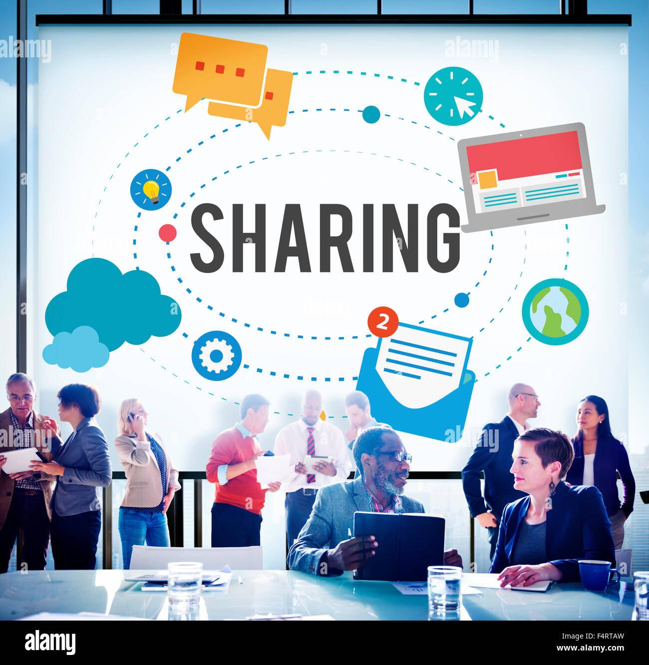Sharing Global Communication Technology Feedback Concept Stock Photo ...