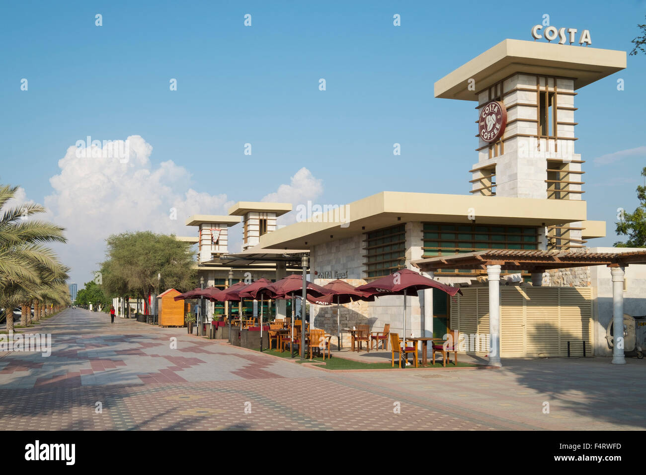 Modern public pavilion buildings  on Corniche in Ras al Khaimah  (RAK) emirate in United Arab Emirates Stock Photo