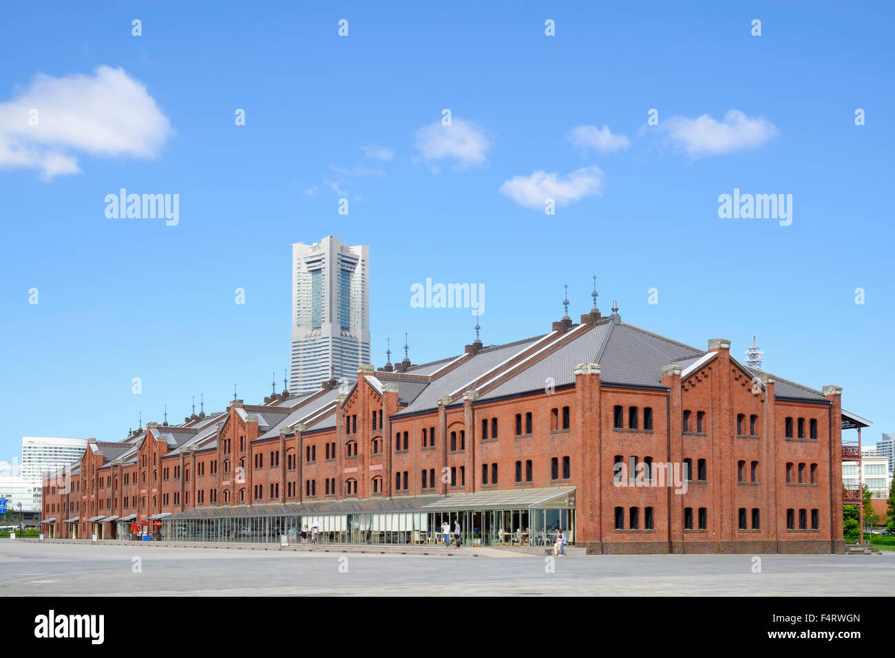 Historic Red Brick Warehouses in Yokohama Japan Stock Photo