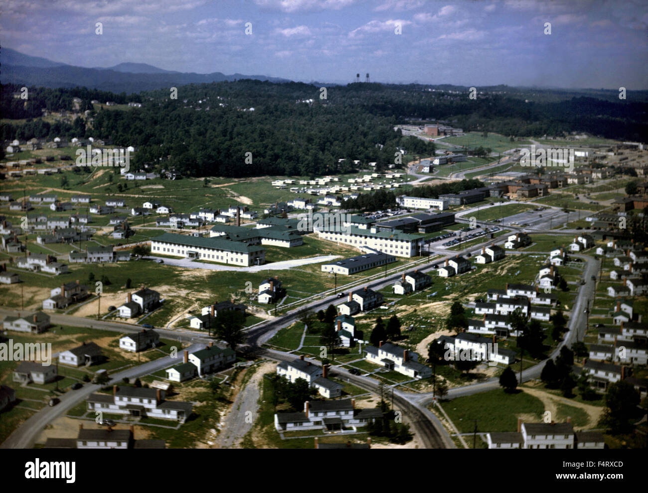 View of the City of Oak Ridge. 1945. The town of Oak Ridge was established by the Army Corps of Engineers as part of the Clinton Stock Photo