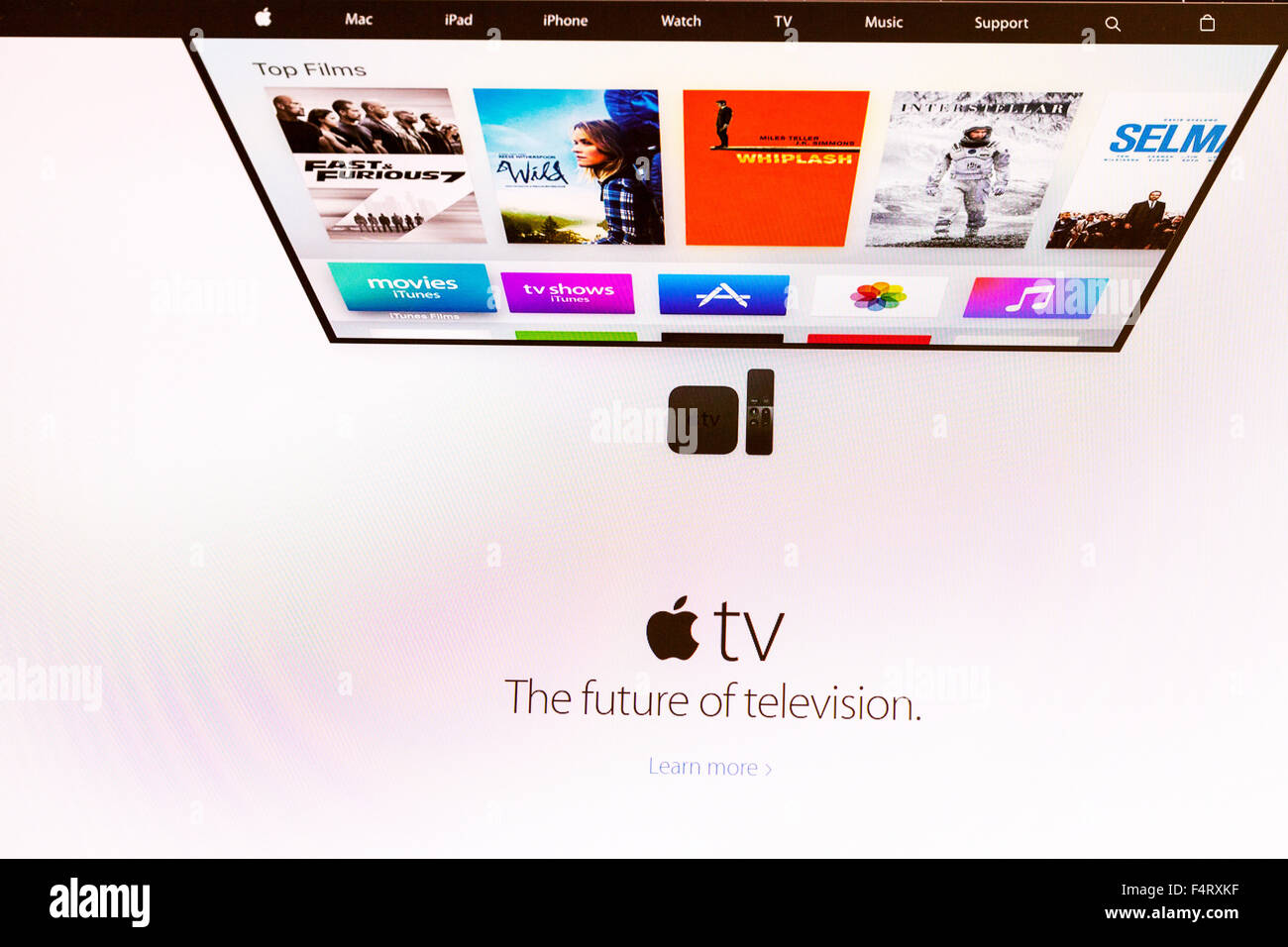 Apple TV website homepage online screen screenshot television company web site internet net sign in UK Stock Photo