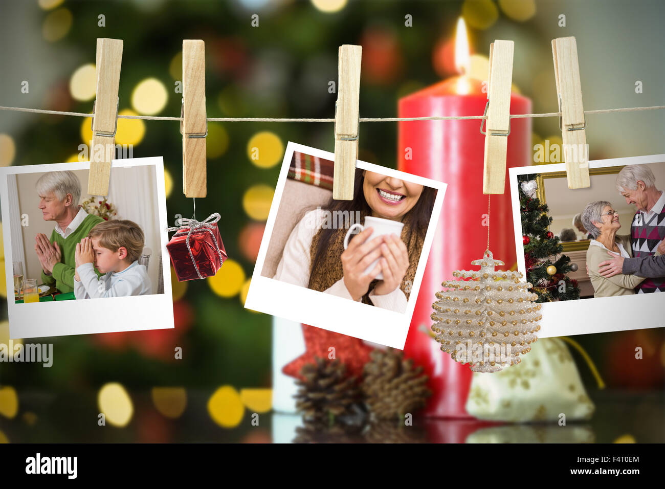 Composite image of christmas photos on a line Stock Photo