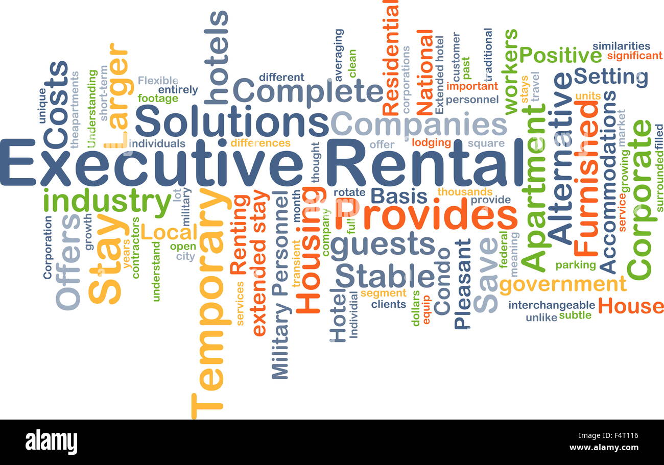 Background concept wordcloud illustration of executive rental Stock