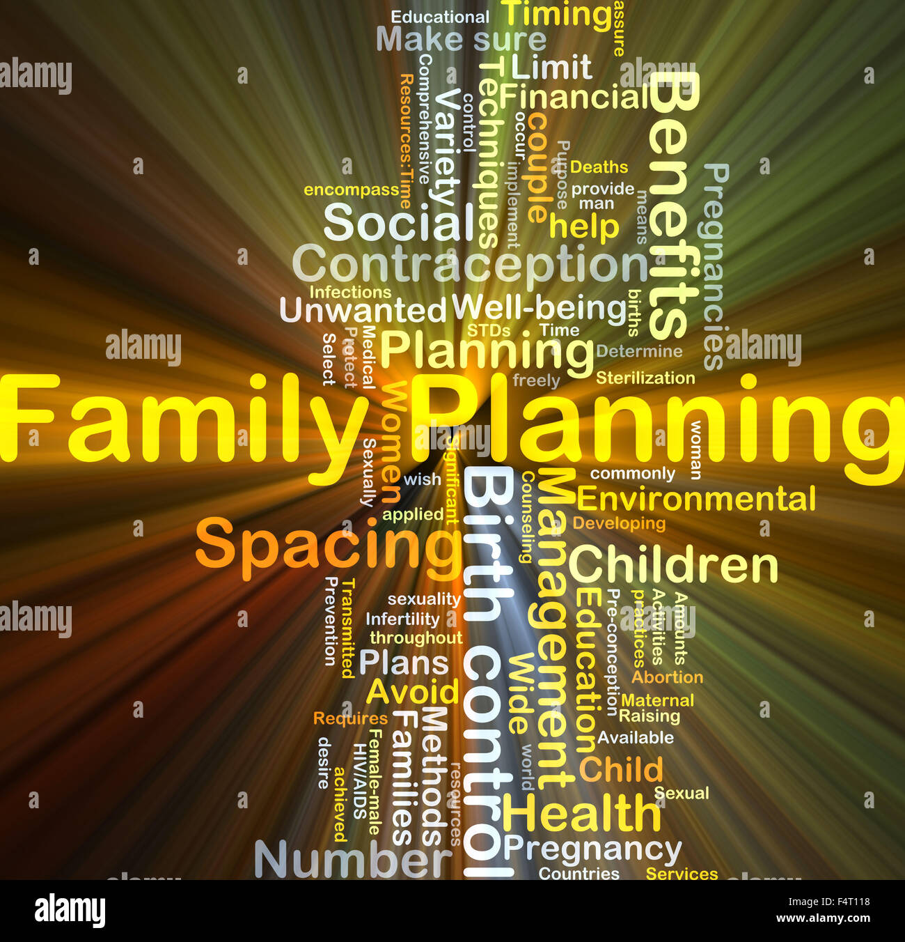 Background concept wordcloud illustration of family planning glowing