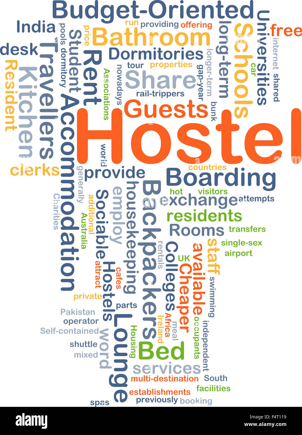 Background concept wordcloud illustration of hostel Stock Photo