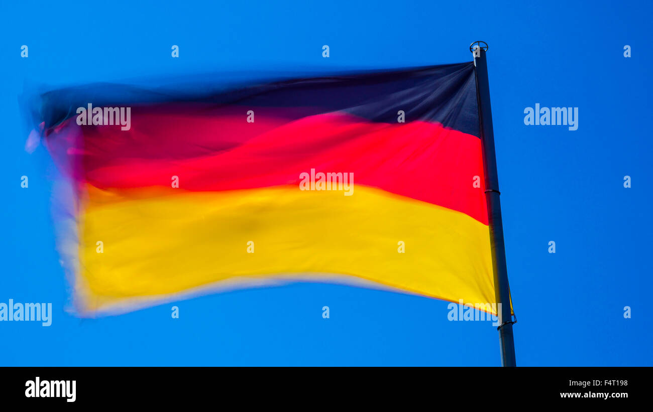 German national flag, German national flag, Germany, Germany flag, Germany flag, flag, flagpole, flutter, golden, national flag, Stock Photo