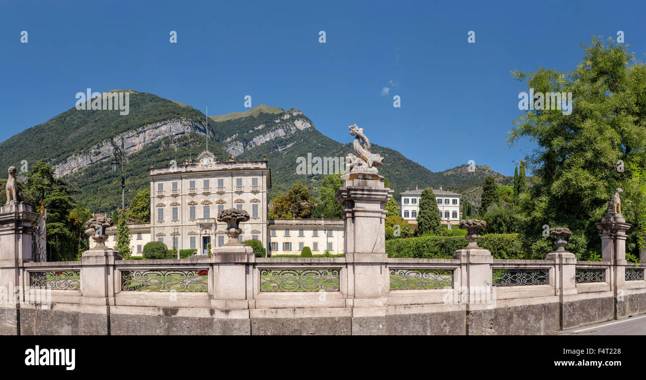 Italy, Europe, Tremezzina, Lombardia, Lombardy, Villa Sola Cabiati, Villa La Quiete, Lake Como, castle, summer, mountains, hills Stock Photo