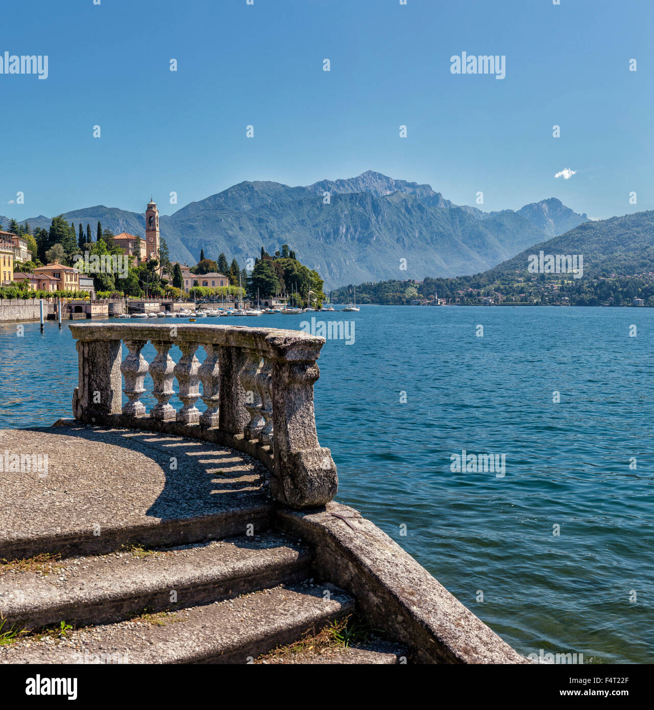 Italy, Europe, Tremezzina, Lombardia, Lombardy, village, lake Como, city, village, water, summer, mountains, lake, Stock Photo