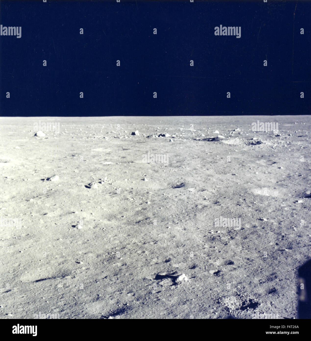 The surface of the moon from the window of the lunar module of Apollo 11, the Moon Stock Photo
