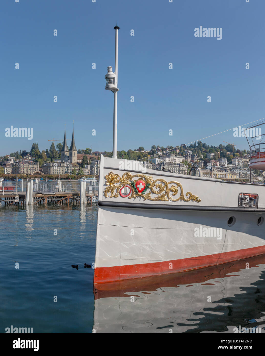 Switzerland, Europe, Luzern, Lucerne, Round-trip, boat, Vierwaldstättersee Schifffahrtgesellschaft, city, water, summer, lake, s Stock Photo