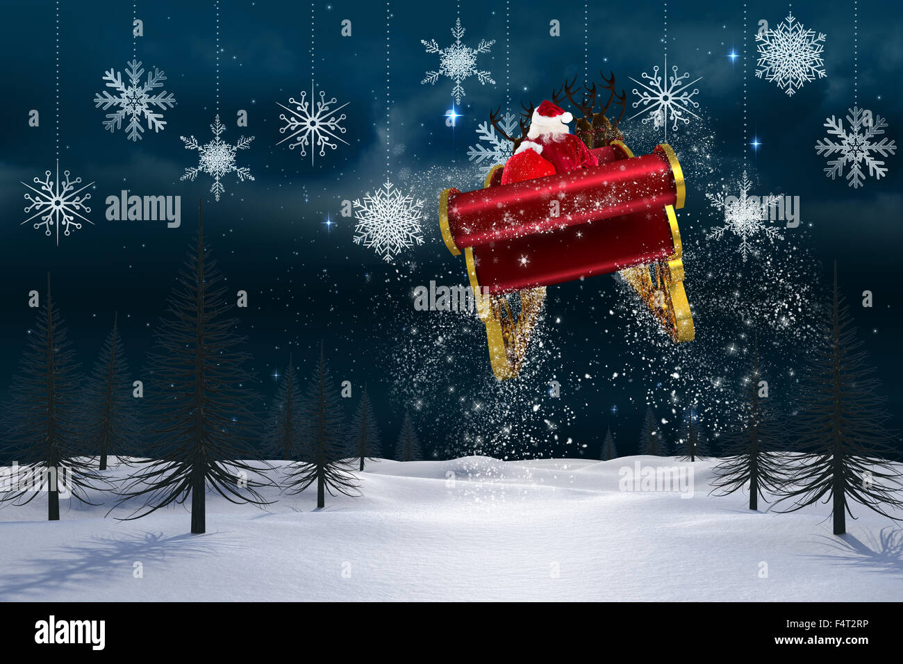Composite image of santa flying his sleigh Stock Photo Alamy