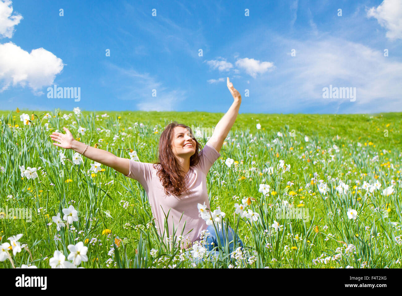 Happy girl in nature Stock Photo