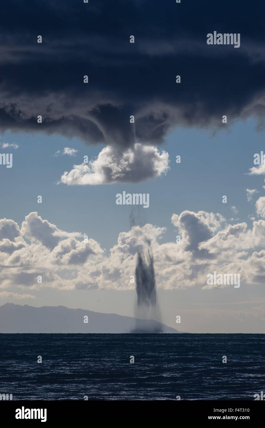 Tornados over mediterranean sea in a sunny winter day Stock Photo