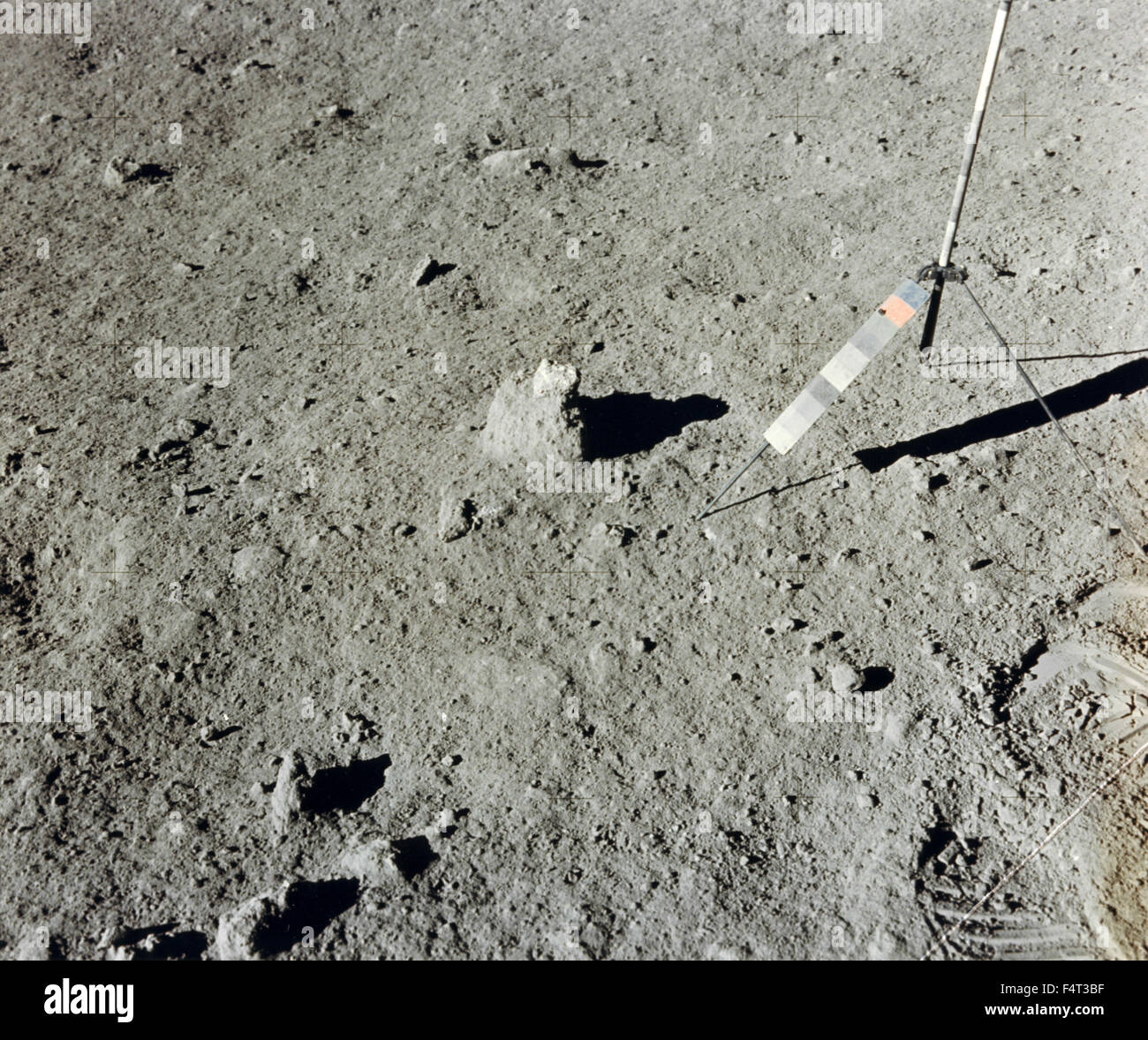 The gnomon photographed during the Apollo 15 extravehicular activity, the Moon Stock Photo