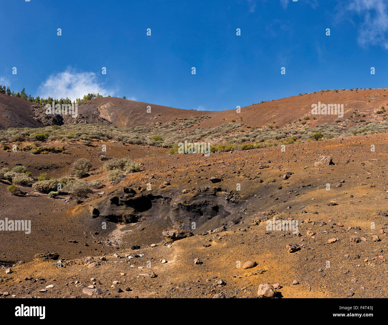 Spain, Europe, San Bartolome de Tirajana, Gran Canaria, Canary Islands, Lava field, near Pico de las Nieves, landscape, summer, Stock Photo