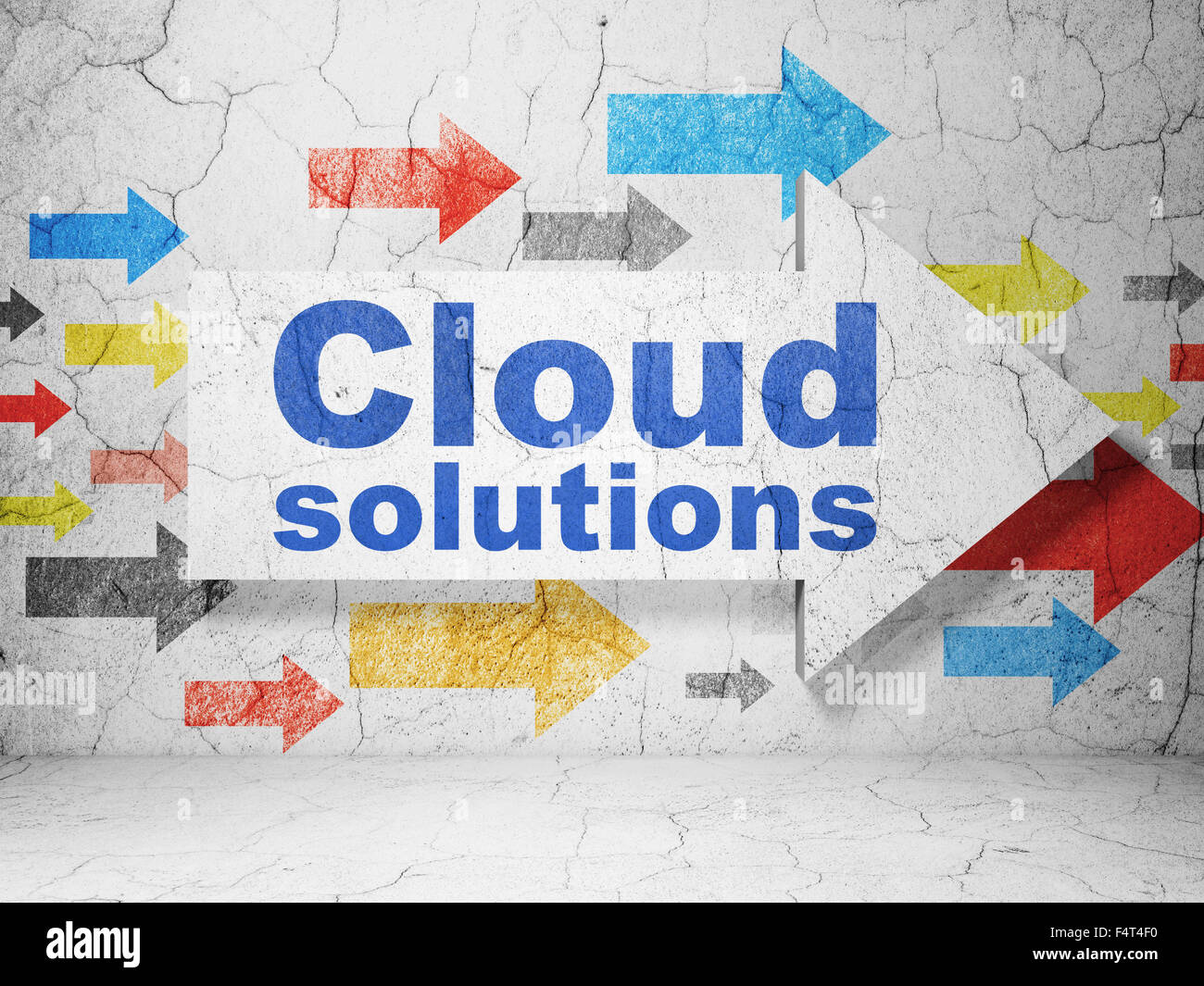 Cloud technology concept: arrow with Cloud Solutions on grunge wall ...