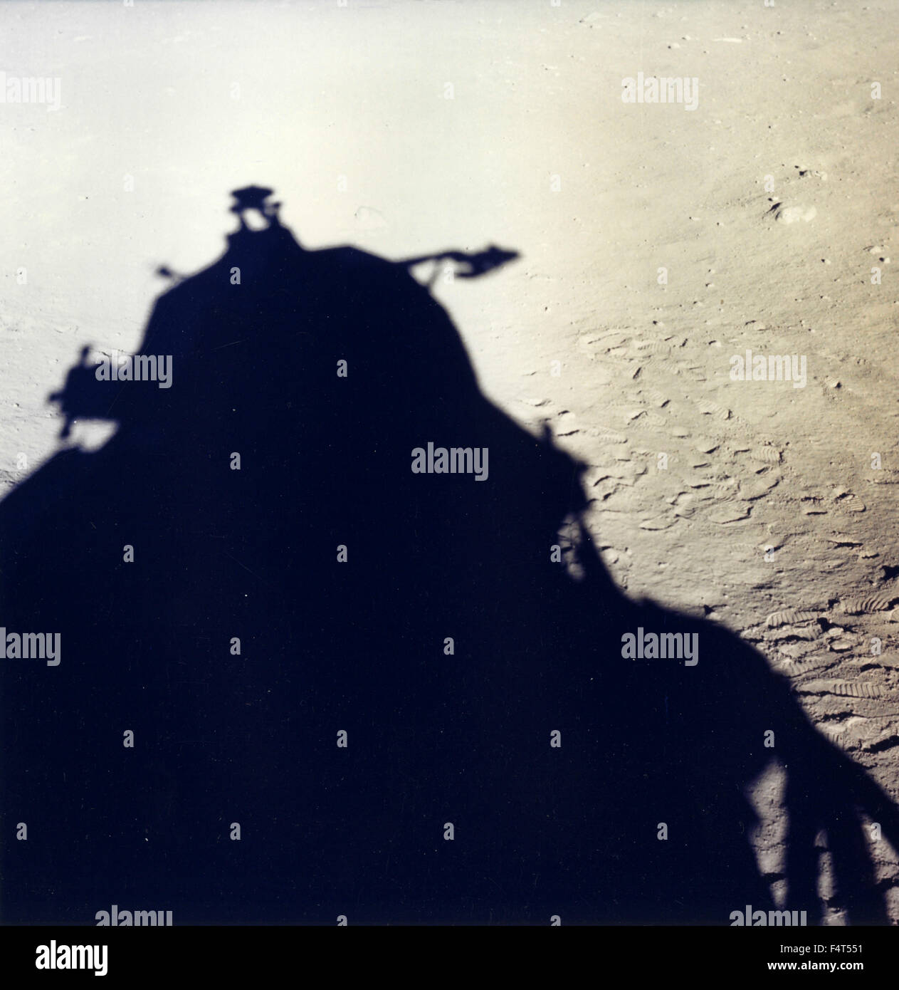 The shadow of the lunar module of Apollo 11, Moon Stock Photo