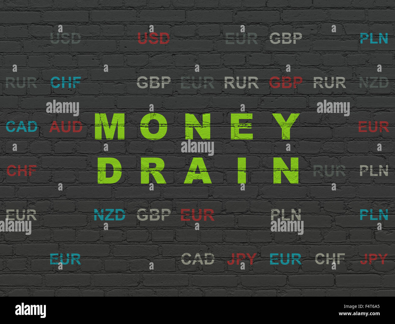 Currency concept Money Drain on wall background Stock Photo Alamy