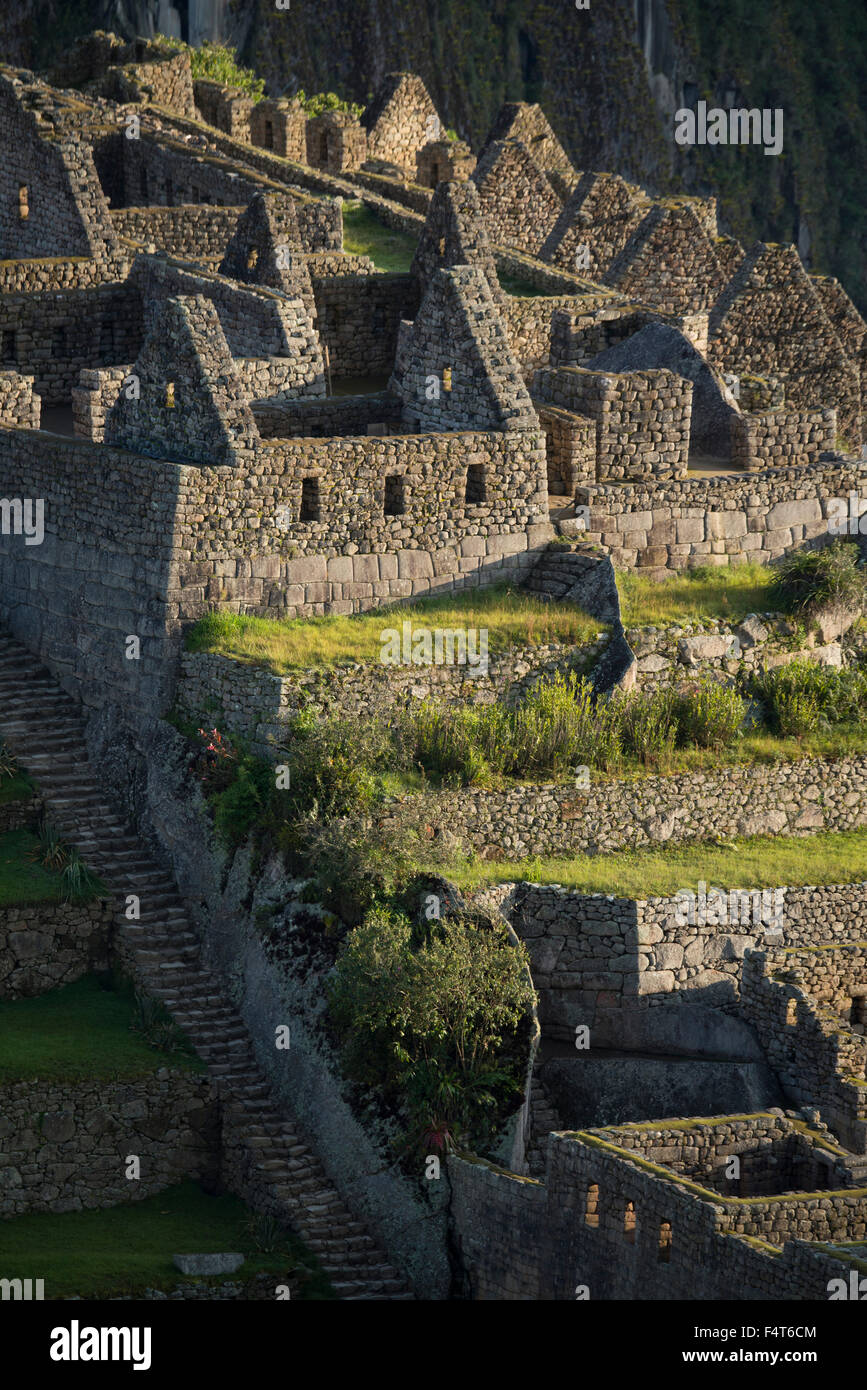 South America, Latin America, Peru, Urubamba Province, Machu Picchu, UNESCO, World Heritage, site Stock Photo