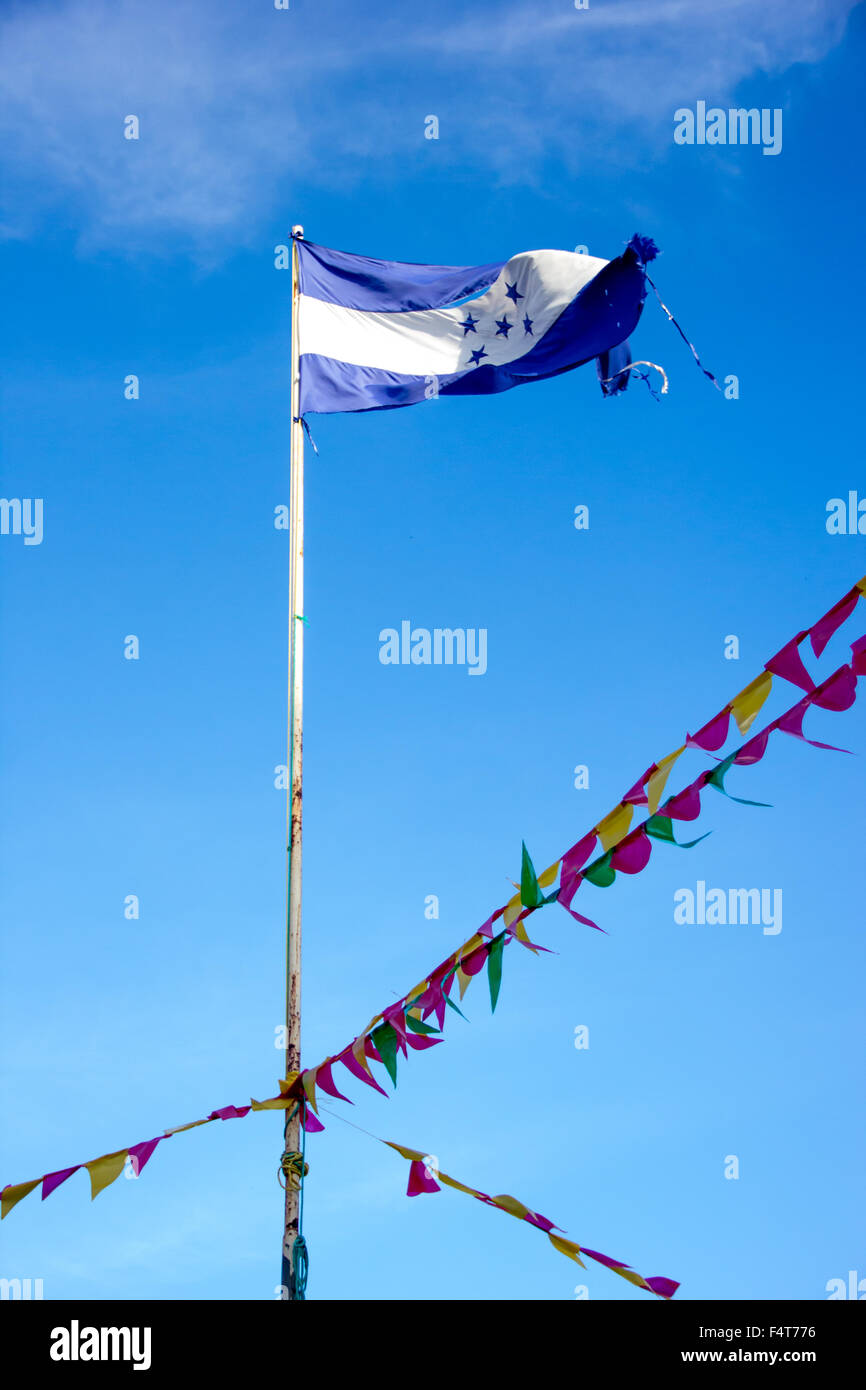 Honduras flag waving in the breeze. Stock Photo