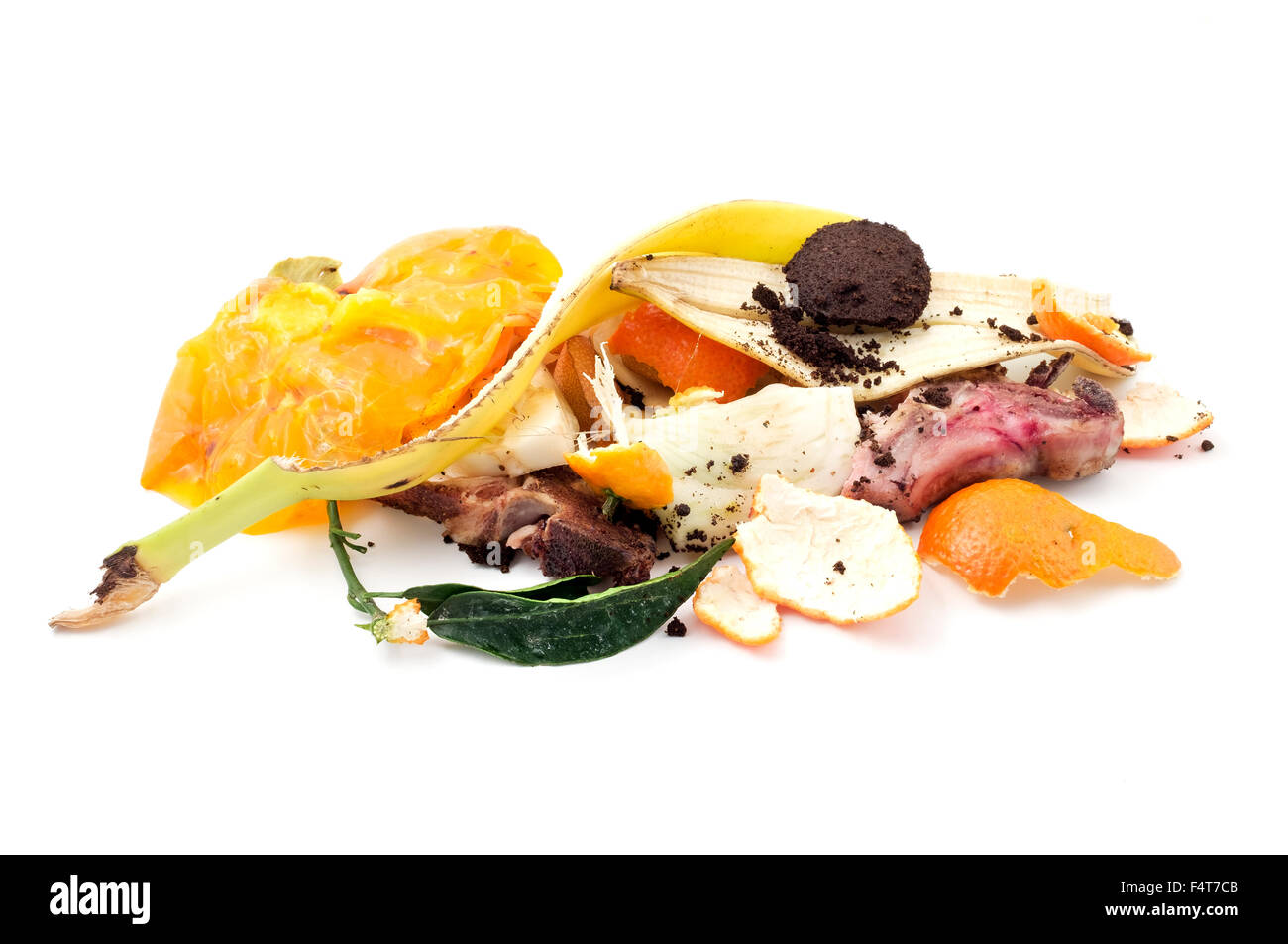 Food waste on a white background Stock Photo