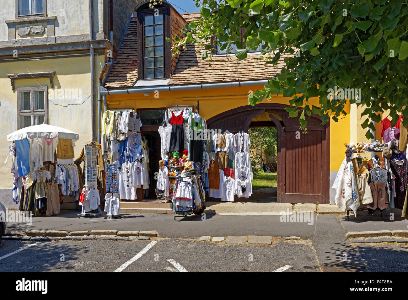 Souvenier shop, clothes, traditional Stock Photo