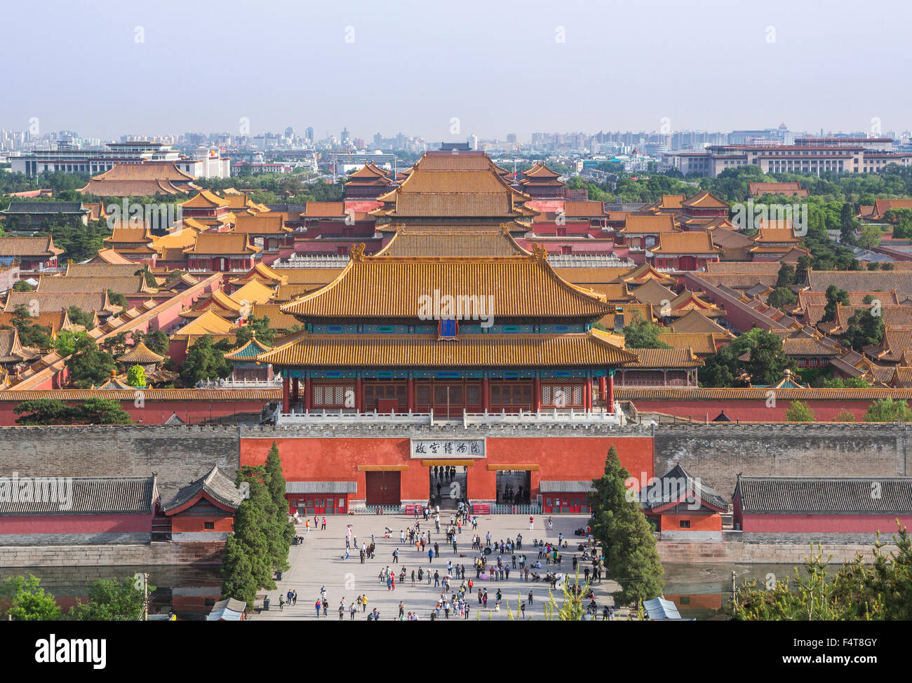 China, Beijing, Peking, City, The Forbidden City, Gate of Divine Prowess from Jingshan Park Stock Photo