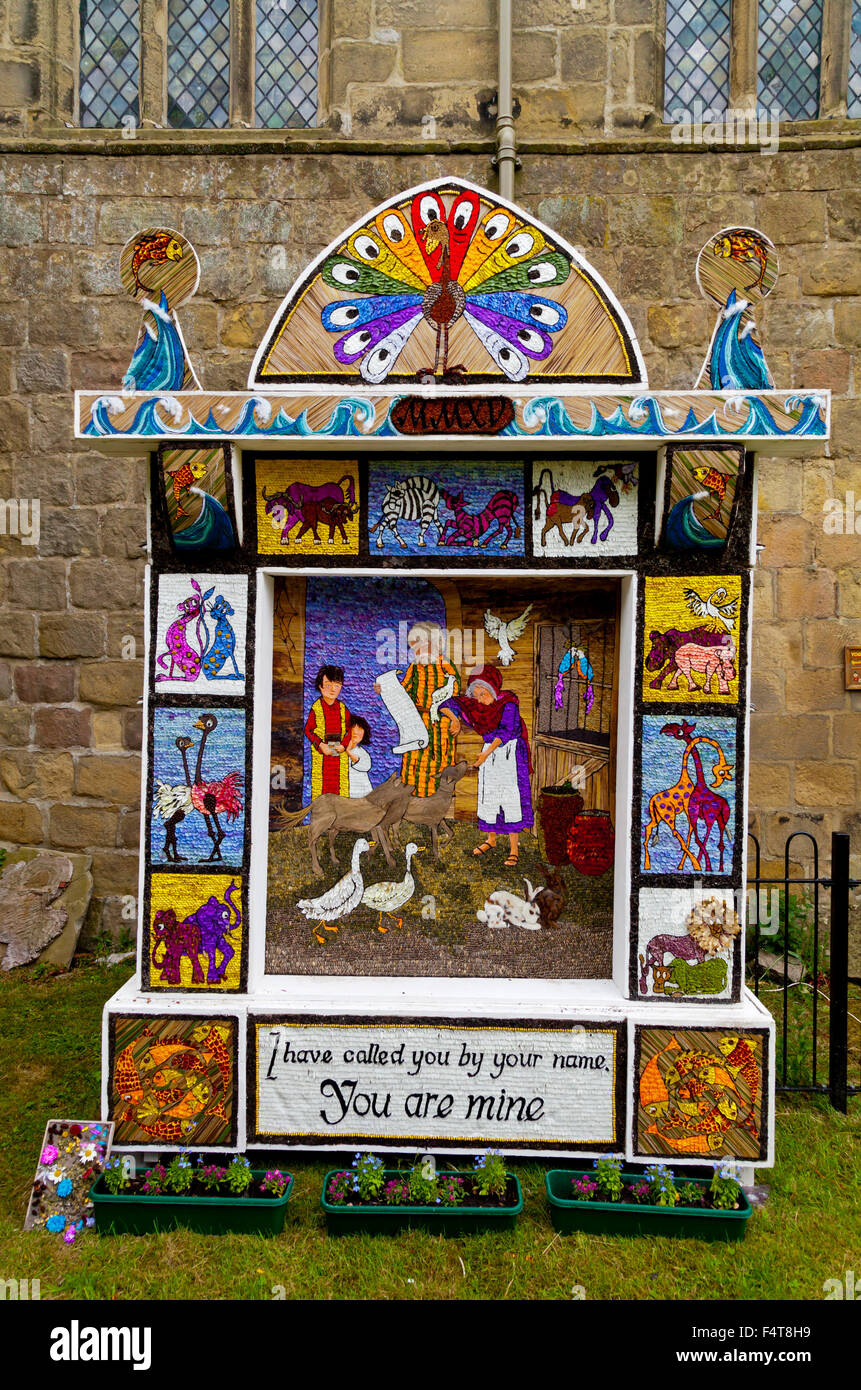 Well Dressing in Youlgreave Peak District Derbyshire England UK a local